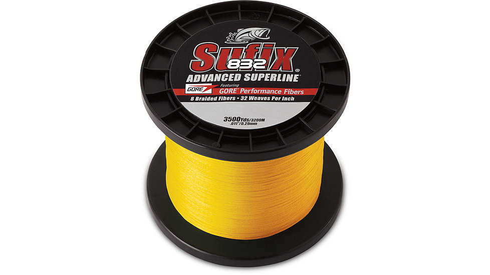Sufix 832 Braid 50lb Line, Hi-Vis Yellow, 3500 Yds, 660-450Y