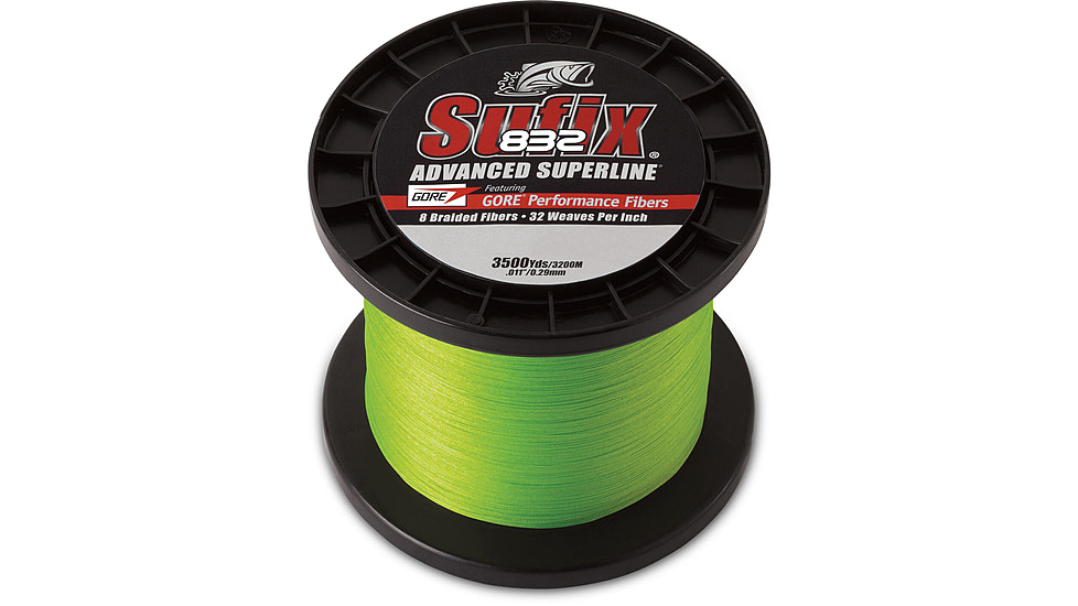 Sufix 832 Braid 50lb Line, Neon Lime, 3500 Yds, 660-450L