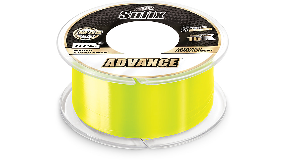 Sufix Advance Mono Line 14lb Test, 330yd, Neon Lime, Boxed, 604-114L