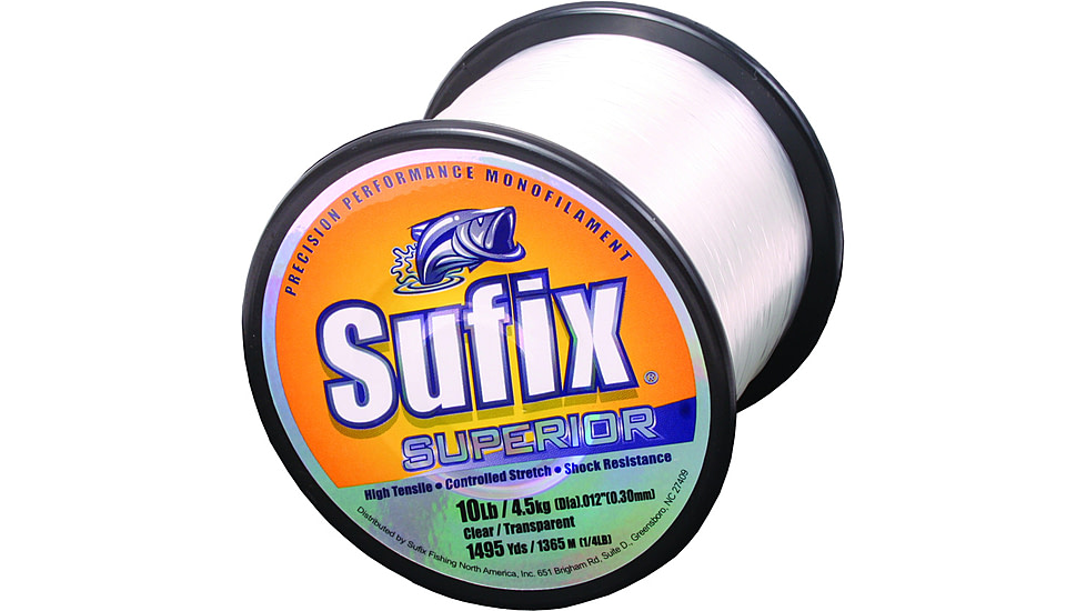 Sufix Superior Monofilament Line 10lb 1495yd Clear 1/4lb Spool, 635-110