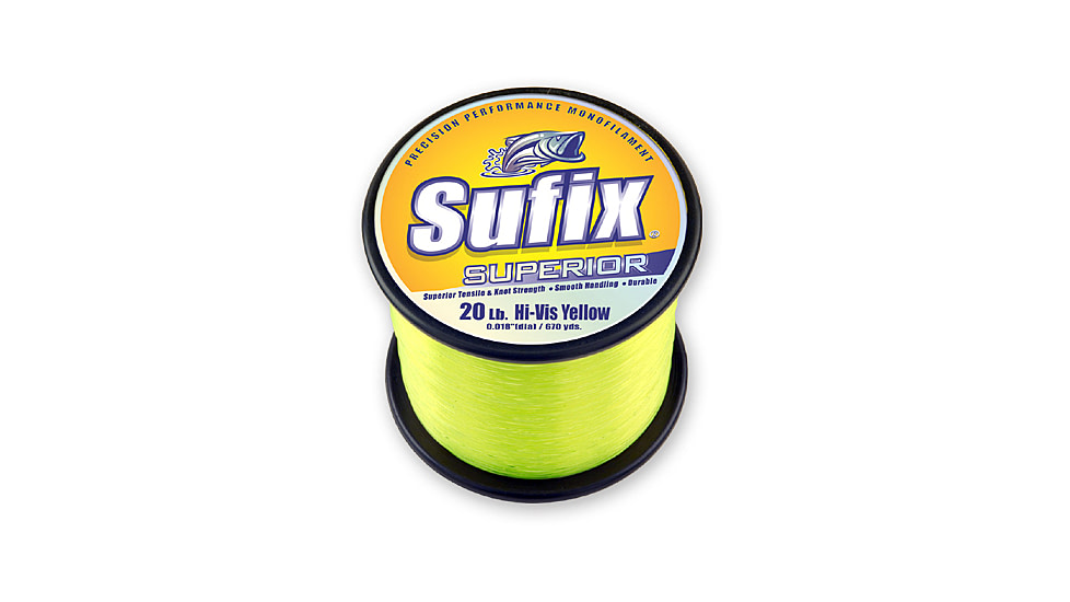 Sufix Superior Monofilament Line 30lb 3950yd Hi-Vis Yellow 2.2lb Spool, 647-630
