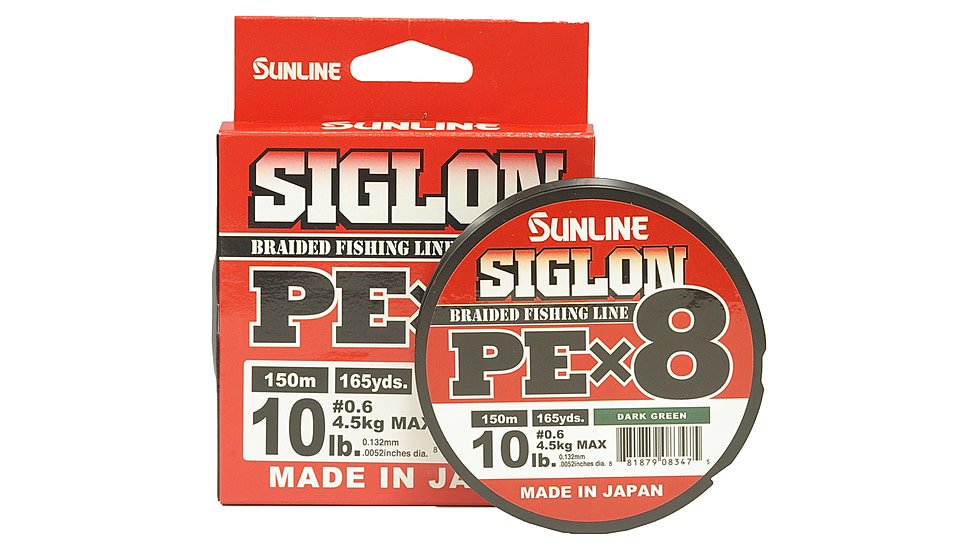 Sunline Siglon PEx8 8-Strand Braided Line 10lb 165yd Dark Green Tight Weave Low Diameter, 63053446