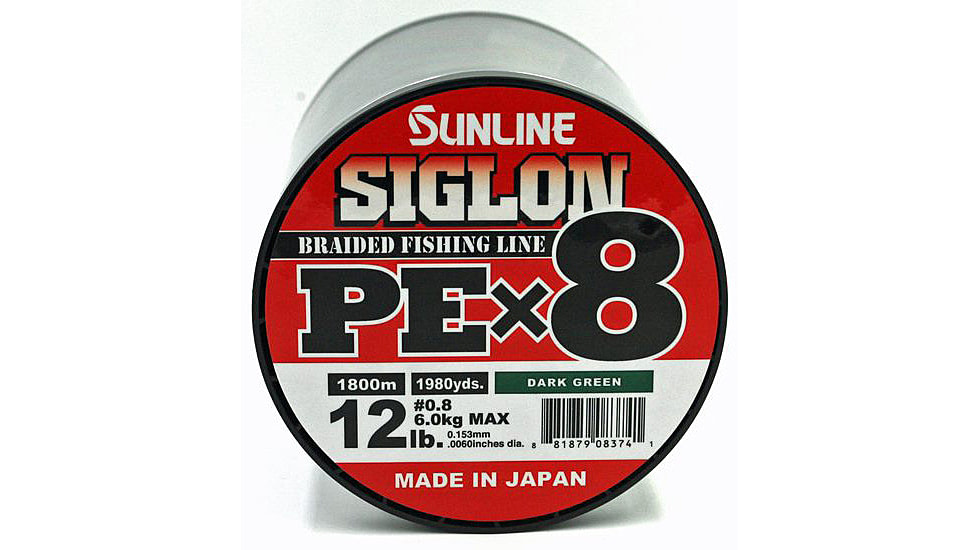 Sunline Siglon PEx8 8-Strand Braided Line 12lb 1968yd Dark Green Tight Weave Low Diameter, 63053798