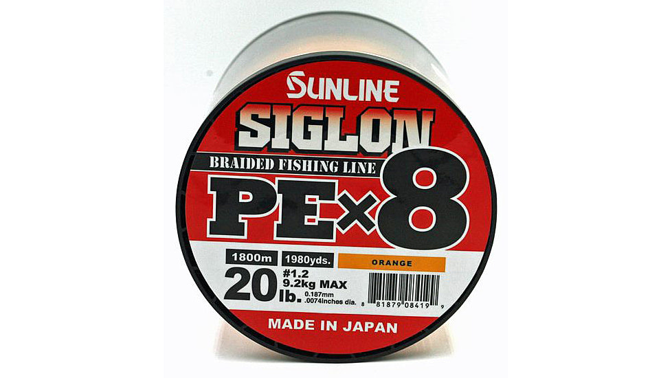 Sunline Siglon PEx8 8-Strand Braided Line 20lb 1968yd Orange Tight Weave Low Diameter, 63053852