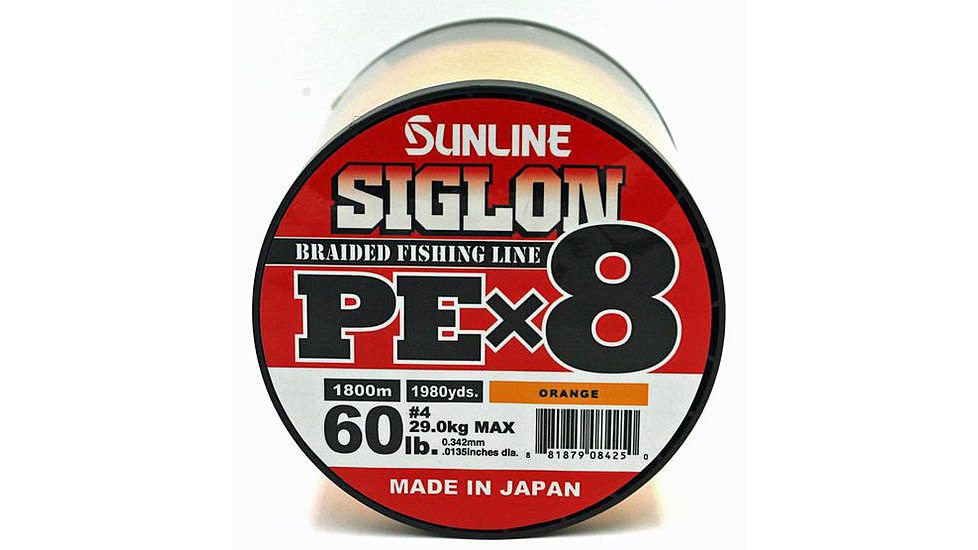 Sunline Siglon PEx8 8-Strand Braided Line 60lb 1968yd Orange Tight Weave Low Diameter, 63053864