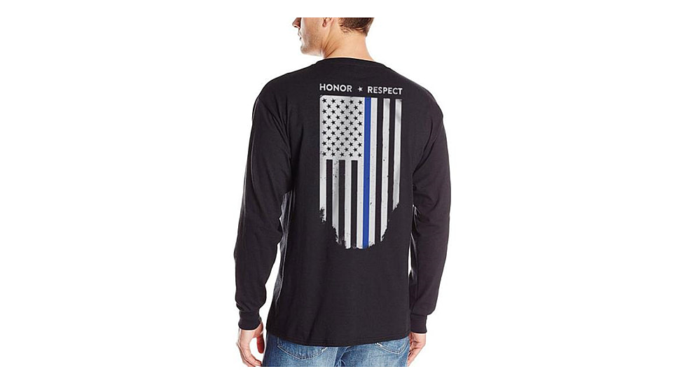 Thin Blue Line Flag Long Sleeve Shirt - Mens, Large, Black, TBL-L-BLACK-LARGE