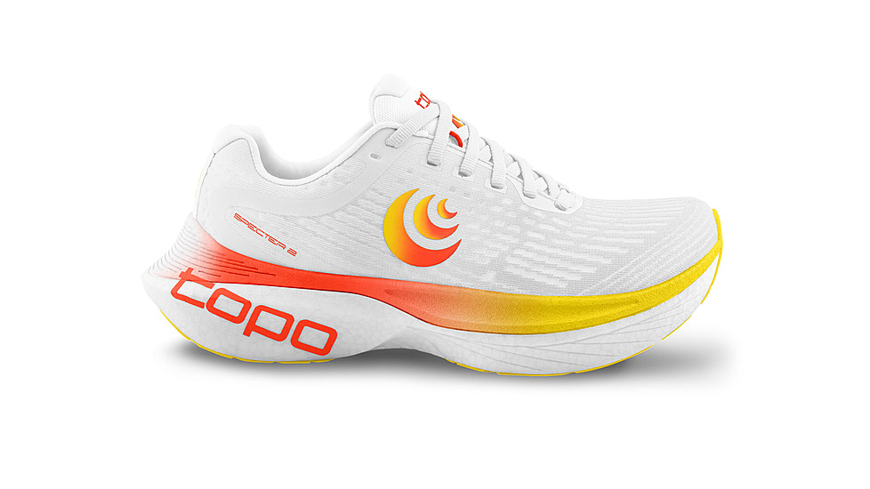 Topo Athletic Specter 2 High-Cushion Performance Trainer Shoes - Mens, White/Sunset, 7.0 US, M075-070-WHTSUN