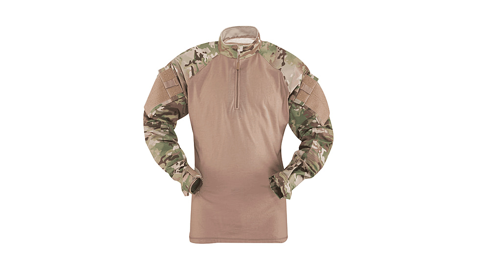 Tru-Spec 1/4 Zip Tactical Response Combat Shirt 50/50 Nylon/Cotton Rip-Stop, MultiCam/Coyote, XLarge Long 2541026