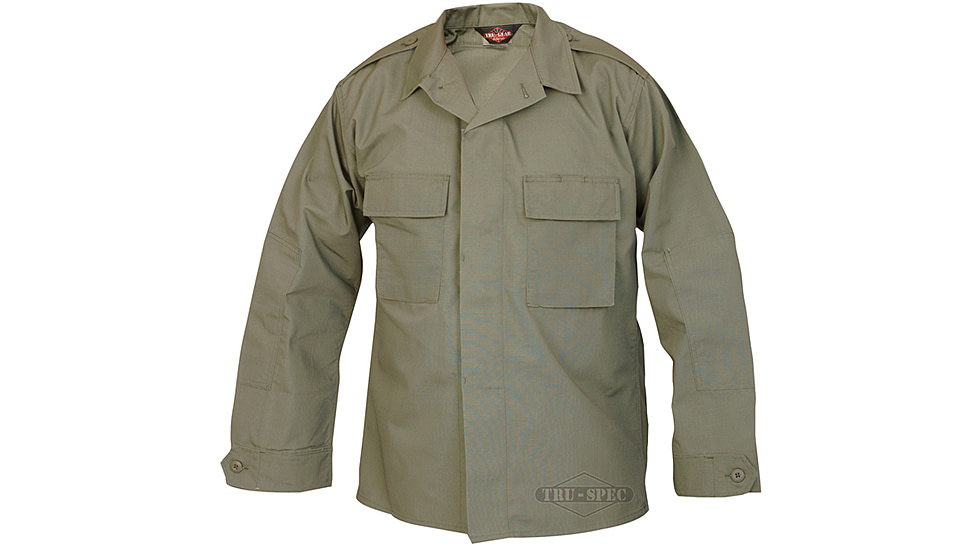 Tru-Spec Tactical Shirt, TRU OD Green PC RS LS, 4XL Reg. 1379009