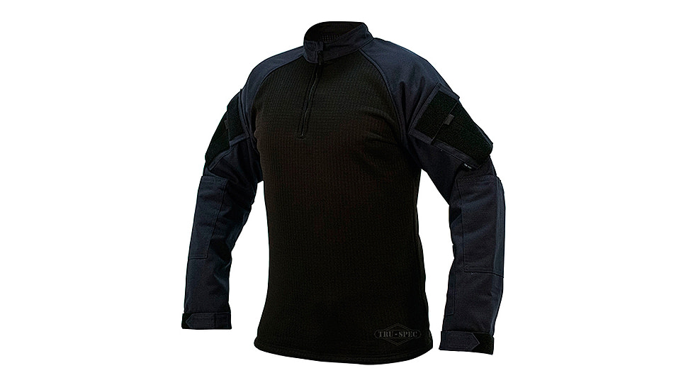 Tru-Spec T.R.U. 1/4 Zip Winter Combat Shirt 65/35 Polyester/Cotton Rip-Stop, Navy, Small Regular 2590003