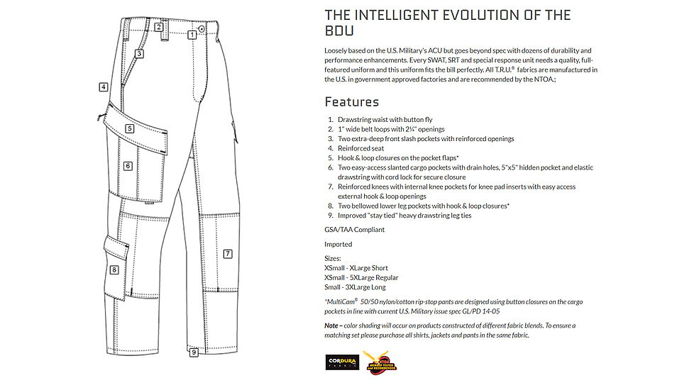 Tru-Spec Tactical Response Pants - Mens, NYCO Rip, Woodland, Small, Long 1275023