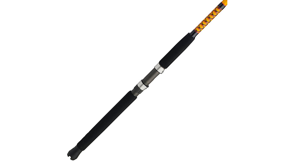 Ugly Stik Bigwater Spinning Rod, Saltwater, Handle Type K, 6ft. 6in. Rod Length, Medium Power, 2 Pieces, Black/Red/Yellow, BW1020S662