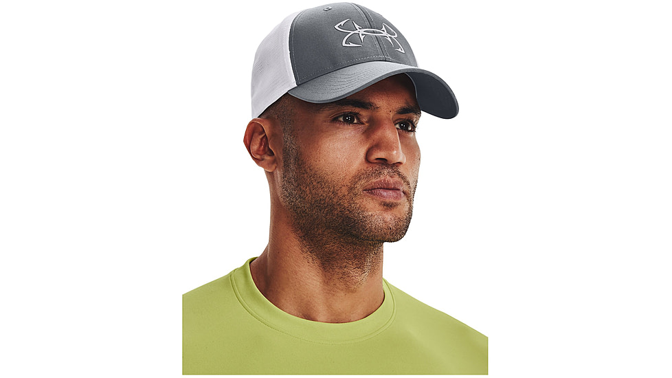 Under Armour Fish Hunter Mesh Cap - Mens, Pitch Gray/White/Mod Gray, Medium/Large, 1376716013M-L