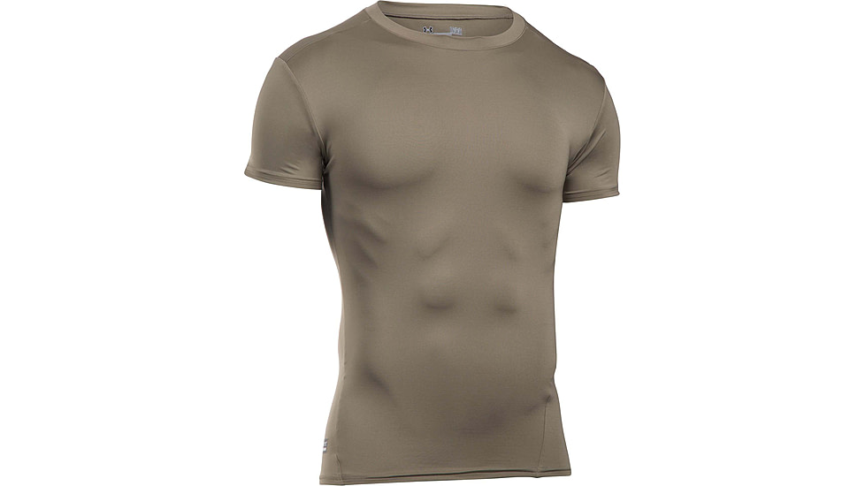 Under Armour Tactical HeatGear Compression Short Sleeve T-Shirt - Mens, Federal Tan, Small, 1216007499SM