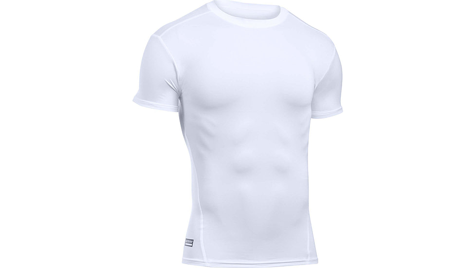 Under Armour Tactical HeatGear Compression Short Sleeve T-Shirt - Mens, White, Large, 1216007100LG