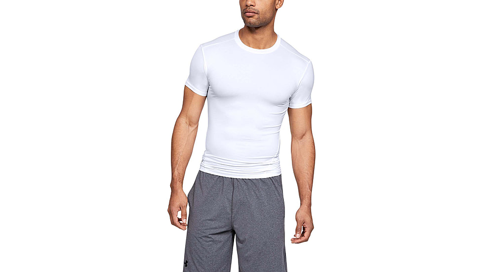 Under Armour Tactical HeatGear Compression Short Sleeve T-Shirt - Mens, White, Large, 1216007100LG