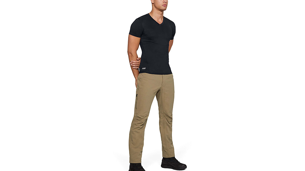 Under Armour Tactical HeatGear Compression V-Neck T-Shirt - Mens, Black, 2X-Large, 12160100012X