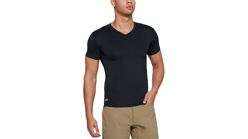 Under Armour Tactical HeatGear Compression V-Neck T-Shirt - Mens, Black, 2X-Large, 12160100012X
