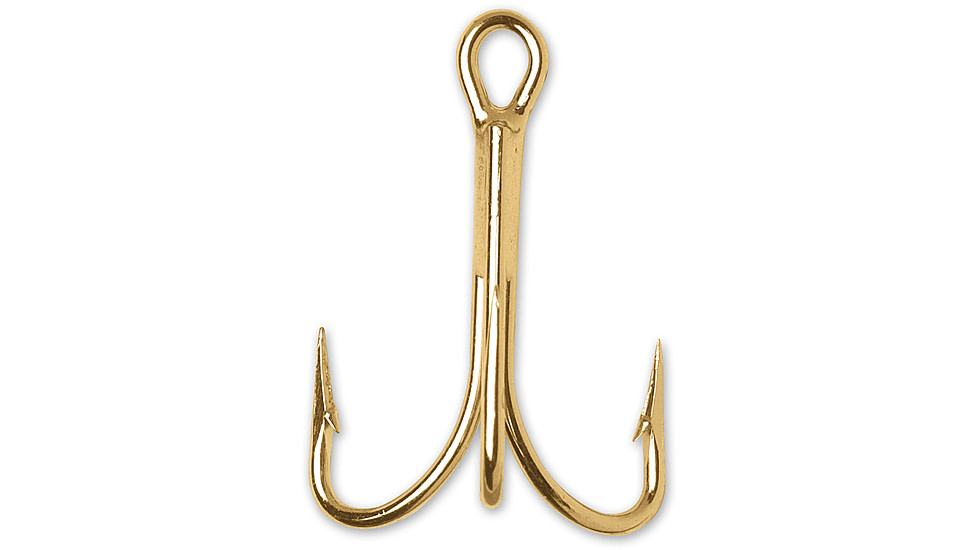 VMC Treble Hook with Cut Point, Forged OShaughnessy, Standard Wire, Gold, Size 18, 25 Per Pack, 9617GO#18C