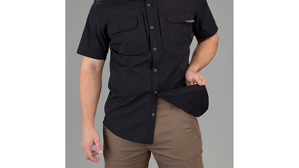 Vortex Callsign Short Sleeve Button Up - Mens, Black, Medium, 121-36-BLKM