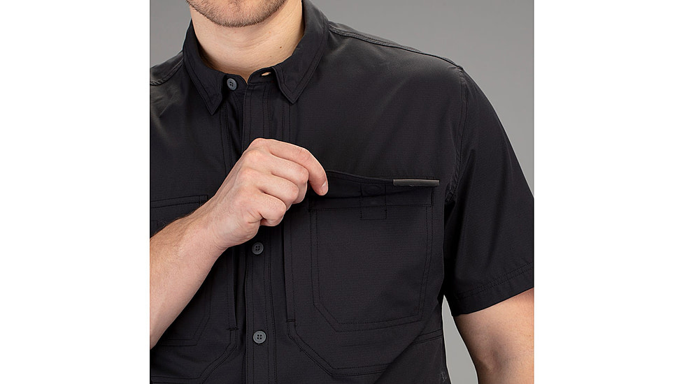 Vortex Callsign Short Sleeve Button Up - Mens, Black, Medium, 121-36-BLKM