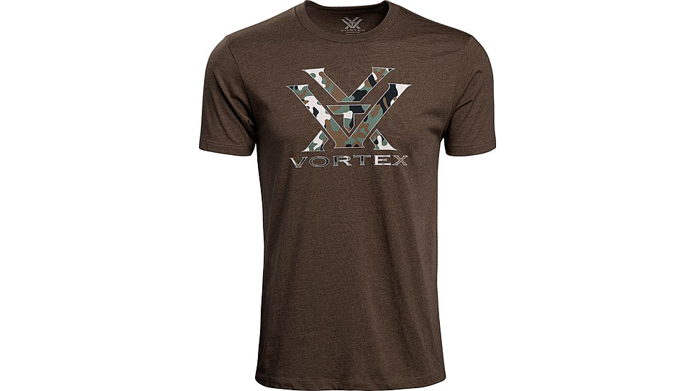 Vortex Camo Logo Short Sleeve T-Shirt - Mens, Brown Heather, Large, 120-15-BRHL