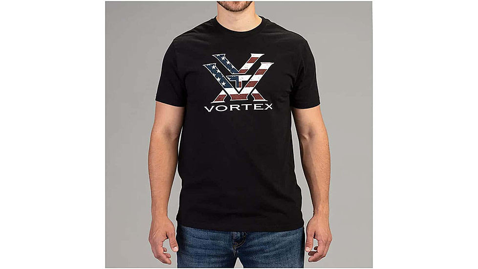 Vortex Stars and Stripes Short Sleeve T-Shirts - Mens, Black, XL, 121-13-BLKXL