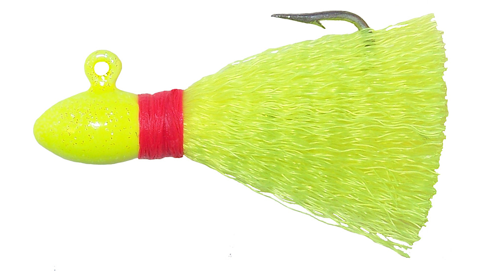 Wahoo Fishing Products Wahoo Egg Head Pompano Jig, 1/2 oz, 2/0 Hook, Hand-tied Nylon,Chartreuse, 3/Bag, WAH-PPJ12-10