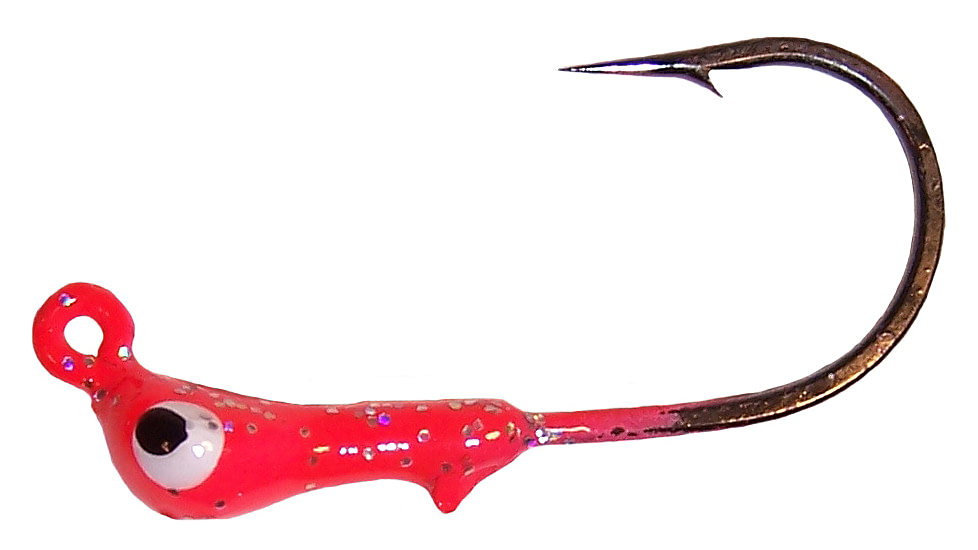 Wahoo Fishing Products Wahoo JerkJig Jighead 1/4 oz, 3/0 Black Nickel Hook Orange Silver Flake, 4/Card, WAH-JJ14-8S