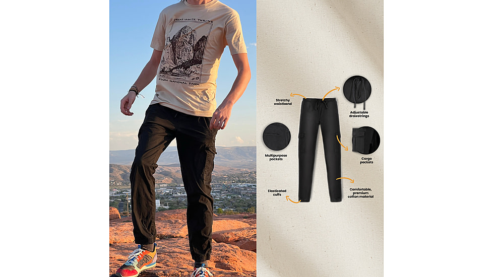 White Duck Cargo Stretch Jogger Pants - Mens, Black, Large, WD-JPC-BL-03