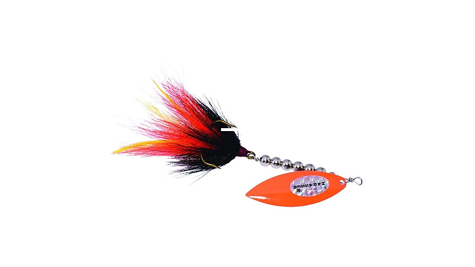 Windels Tackle Company Pike Harasser Magnum Bucktail Spinner, 5/0 Hook, Black/Orange, #5 Blade, 6in, 3/4oz, PHM-10