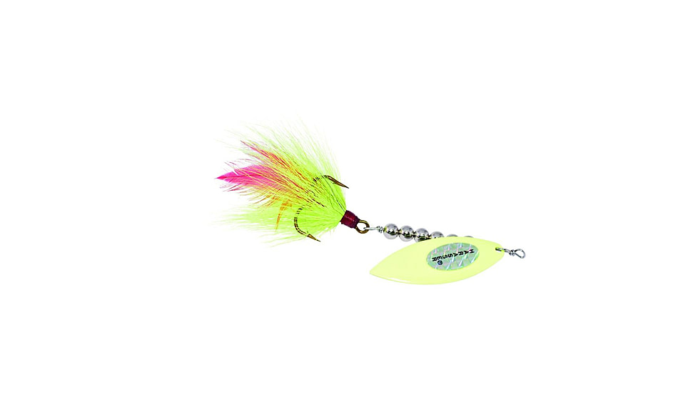 Windels Tackle Company Pike Harasser Magnum Bucktail Spinner, 5/0 Hook, Chartreuse/Chartreuse, #5 Blade, 6in, 3/4oz, PHM-9C