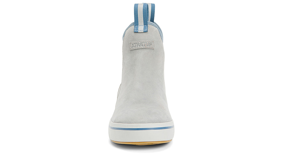 Xtratuf Leather 6 in Ankle Deck Boot - Womens, Gray/Isa Dolphin/Blue Mirage/Waveprint, 7.5, XWAL-1BG-GRY-075