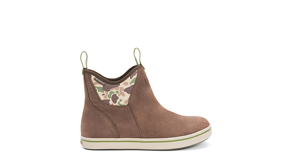 Xtratuf Leather 6in Ankle Deck Boot - Mens, Brunette/Chocolate Brown/Duck Camo, 8, XAL-DCAM-BRN-080