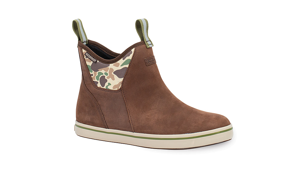 Xtratuf Leather 6in Ankle Deck Boot - Men's, Brunette/Chocolate Brown/Duck Camo, 8, XAL-DCAM-BRN-080
