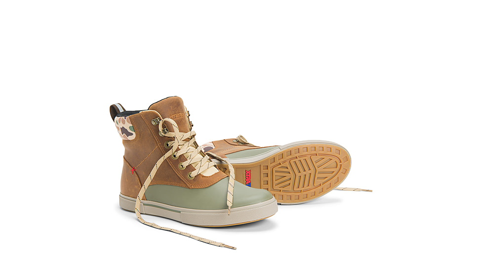 Xtratuf Leather Ankle Deck Boot Lace Shoe - Mens, Cathay Spice/Burnt Olive/Duck Camo, 13, LAL-700-ORG-130