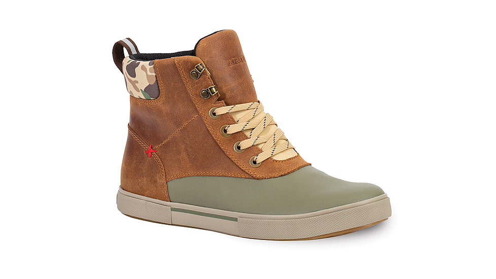 Xtratuf Leather Ankle Deck Boot Lace Shoe - Men's, Cathay Spice/Burnt Olive/Duck Camo, 13, LAL-700-ORG-130