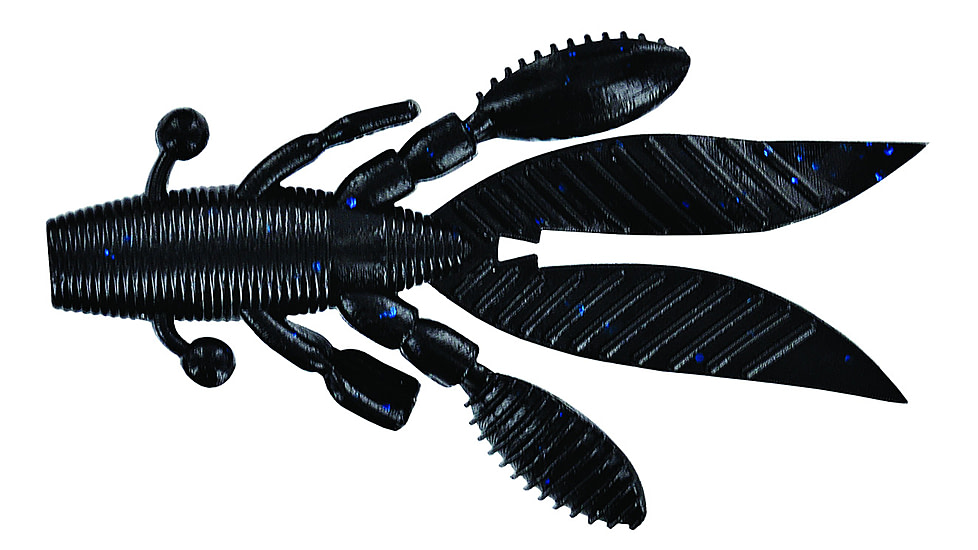 Yamamoto Baits Flappin Hog Creature Bait, 3.75in, 7pk, Black with Large Blue, FH-07-021