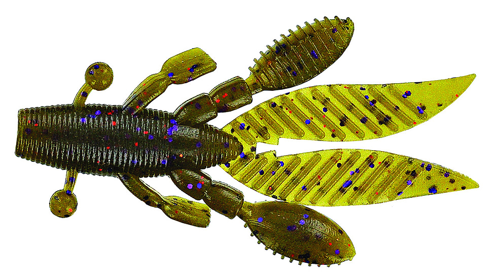 Yamamoto Baits Flappin Hog Creature Bait, 3.75in, 7pk, Green Pumpkin with Purple &amp; Small Copper, FH-07-330