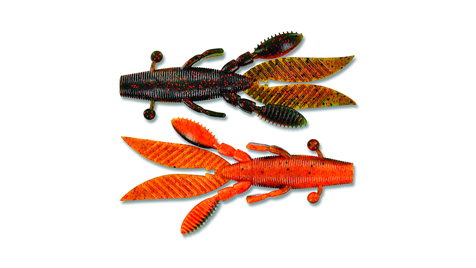 Yamamoto Baits Flappin Hog Creature Bait, 3.75in, 7pk Watermelon with Copper Flake &amp; Orange with Red Flake, FH-07-956
