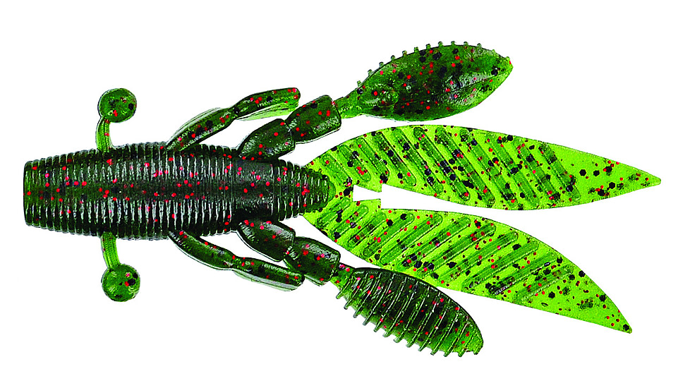 Yamamoto Baits Flappin Hog Creature Bait, 3.75in, 7pk Watermelon with Large Black &amp; Small Red, FH-07-208