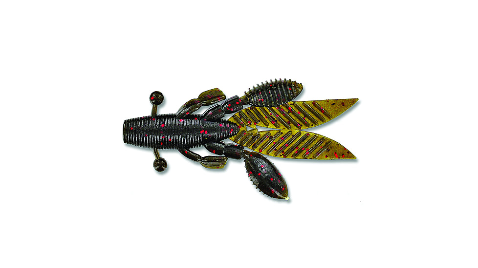 Yamamoto Baits Flappin Hog Creature Bait, 4.5in, 5pk, Green Pumpkin with Large Red, FHL-05-318
