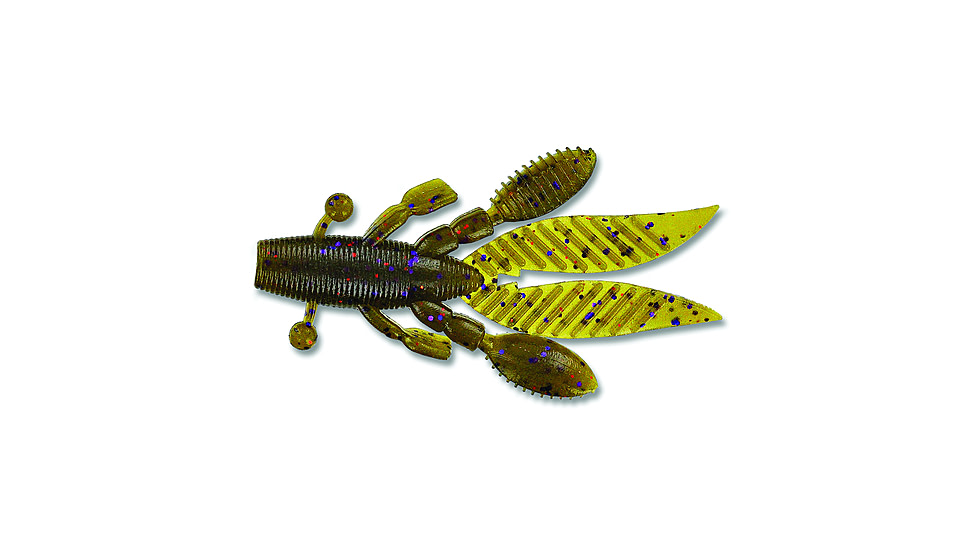 Yamamoto Baits Flappin Hog Creature Bait, 4.5in, 5pk, Green Pumpkin with Purple &amp; Small Copper, FHL-05-330