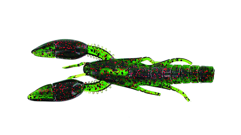 Yamamoto Baits PsychoDad Crawdad Bait, 4in, 5pk, Watermelon with Large Black &amp; Small Red, 3K-05-208