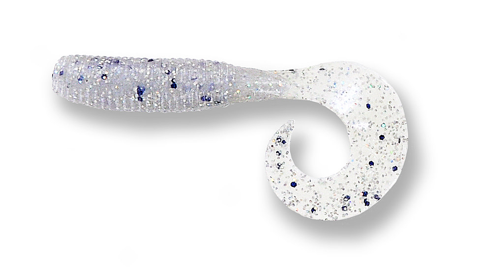 Yamamoto Baits Single Tail Grub 4in, 20pk, Blue Pearl with Large Black &amp; Hologram, 40-20-239