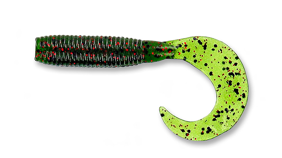 Yamamoto Baits Single Tail Grub 4in, 20pk, Watermelon with Large Black &amp; Small Red, 40-20-208