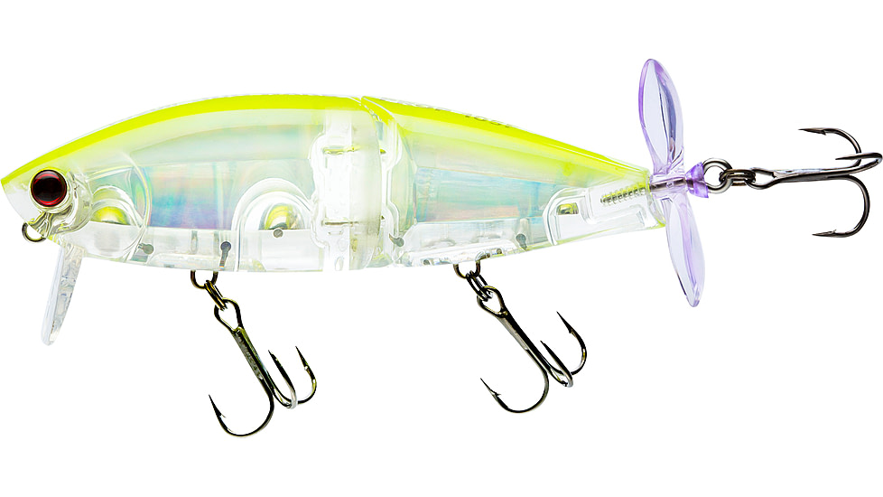 Yo-Zuri 3DB Wake Prop Floating Lure, 105mm, 4-1/8in, Prism Chartreuse Shad, R1476 PCLS