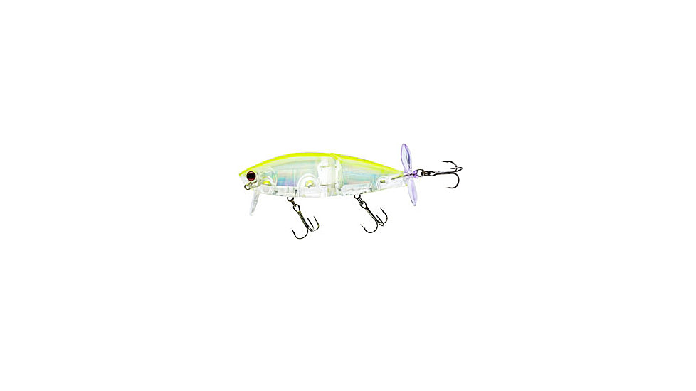 Yo-Zuri 3DB Wake Prop Floating Lure, 85mm, 3-3/8in, Prism Chartreuse Shad, R1475 PCLS