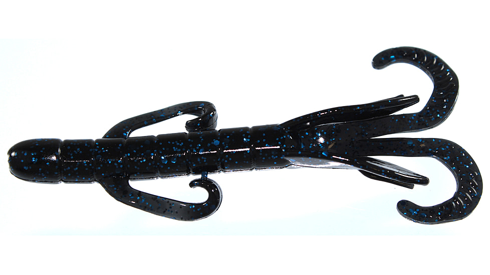 Yum Christie Critter Swim Bait, 10 Pack, 3.5in, Black/Blue Flake, YCR321