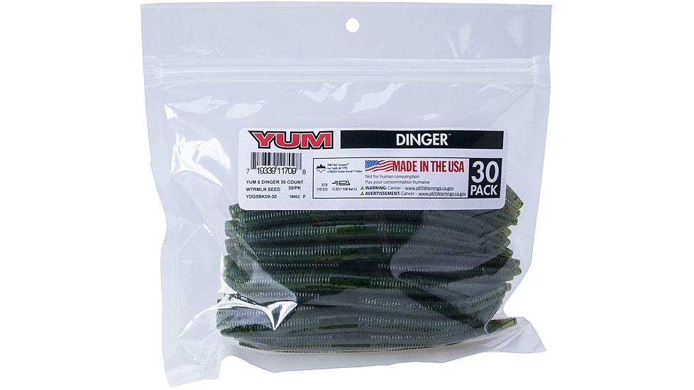 Yum Dinger Bulk Bait, 5in, Watermelon Seed, YDG5BK09-30